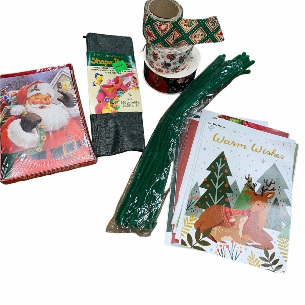 Christmas ribbon, cards bundle